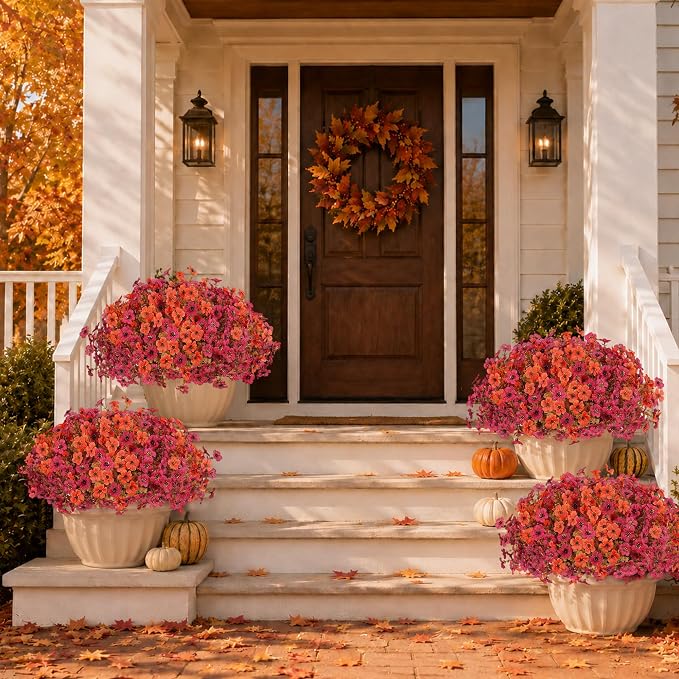 Artificial Faux Mums Flowers Plants - Image 9