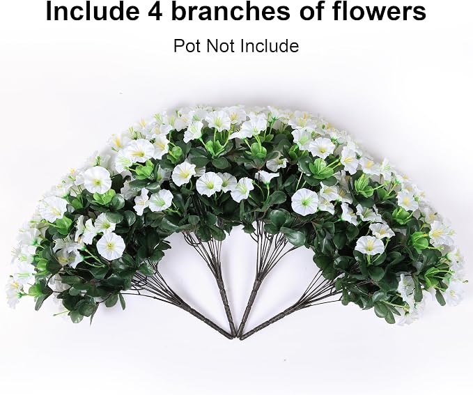 Artificial Flowers for Outdoors Fake Plants Outside Decoration, 4 Bundles Silk - Image 5