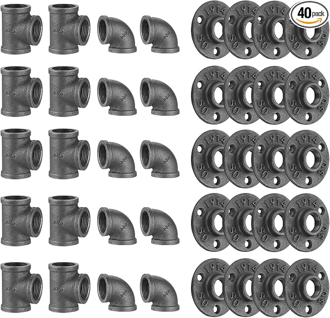 3/4" Floor Flange/Elbow/Tee Combo, 40 Pack Pipe Fitting by HomeTZH