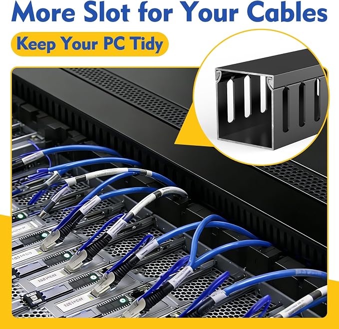 Open Slot Wiring Raceway Cable Duct, Cable Management Cord Track | 123" open - Image 6