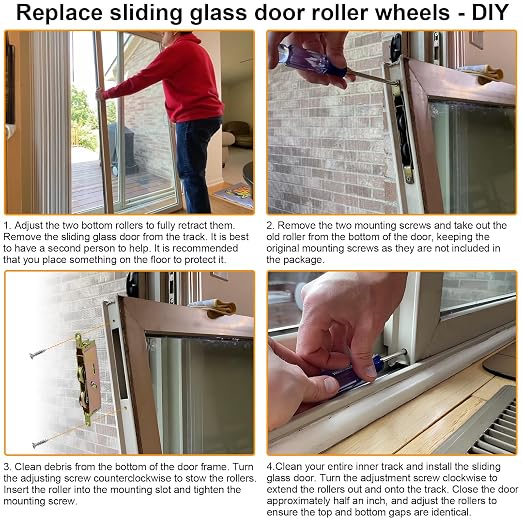 Sliding Patio Glass Door Tandem Rollers Replacement, 1-1/4" Steel Ball Bearing - Image 5