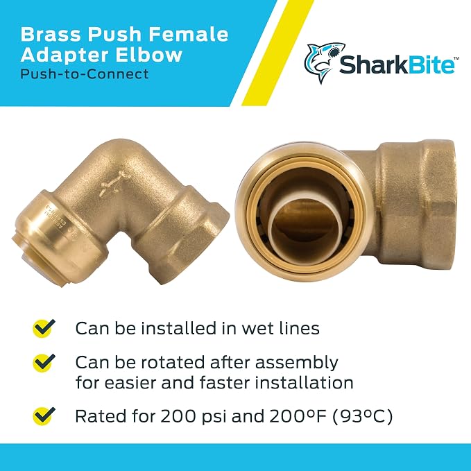 SharkBite 3/4 Inch x 3/4 Inch 90 Degree Female Adapter Elbow, Push to Connect - Image 4