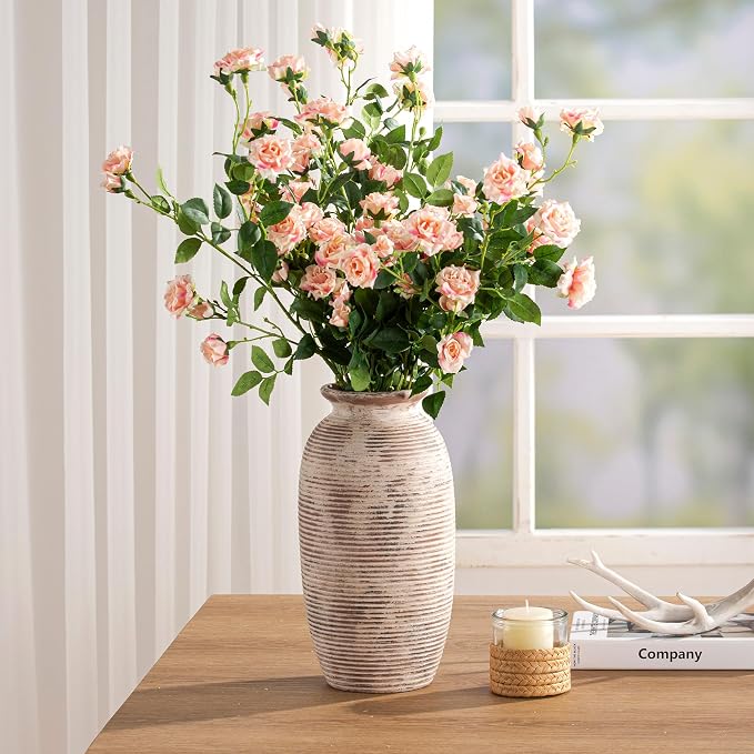 Ceramic Rustic Flower Vase, Large Farmhouse Vases Home Decor, 12.5" Tall - Image 8