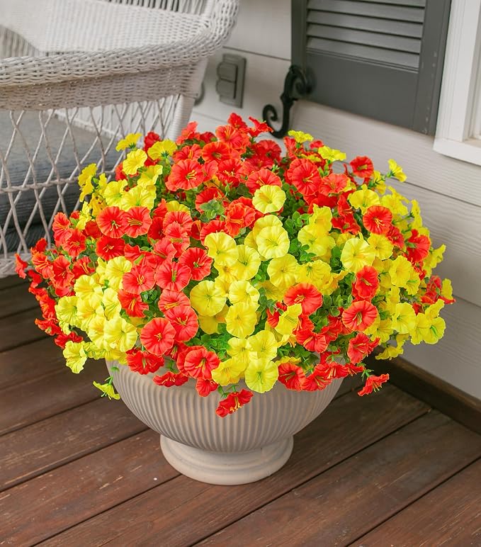 Artificial Flowers for Outdoors Fake Plants Outside Decoration, 12 Bundles Silk - Image 8