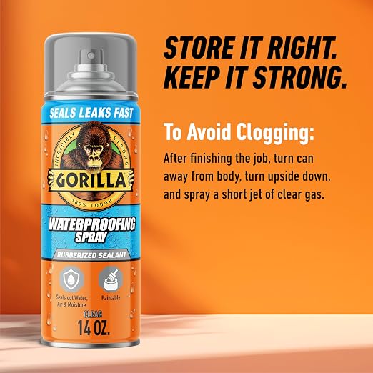 Gorilla Waterproofing Spray, 14 oz, Flexible Sealant | Rubberized Formula - Image 7