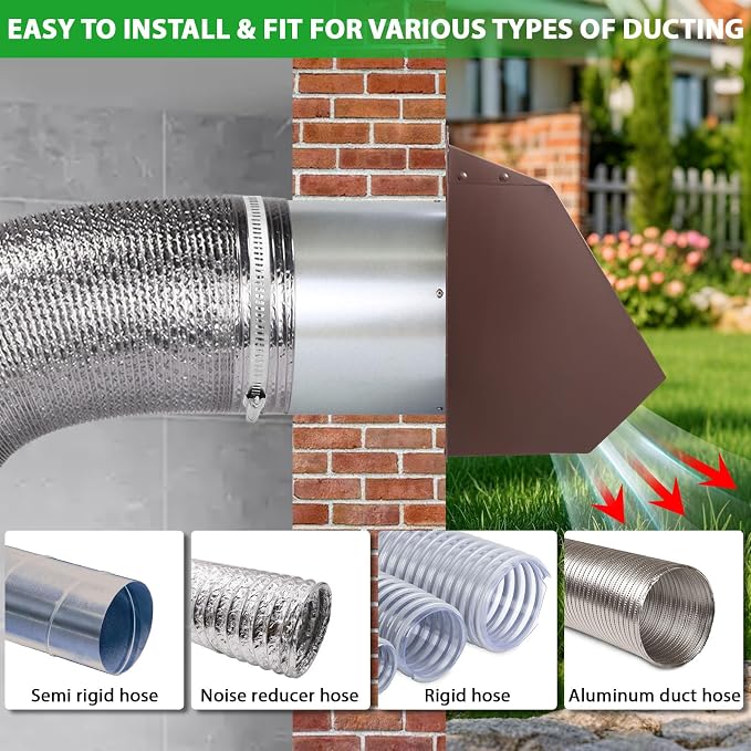 4 Inch Dryer Vent Cover Outside Hooded Wall Vent - Image 6