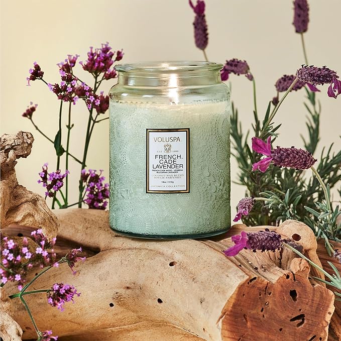 Voluspa French Cade Lavender Large Scented Candle Jar 18 Oz, 100 Hr Burn | - Image 2