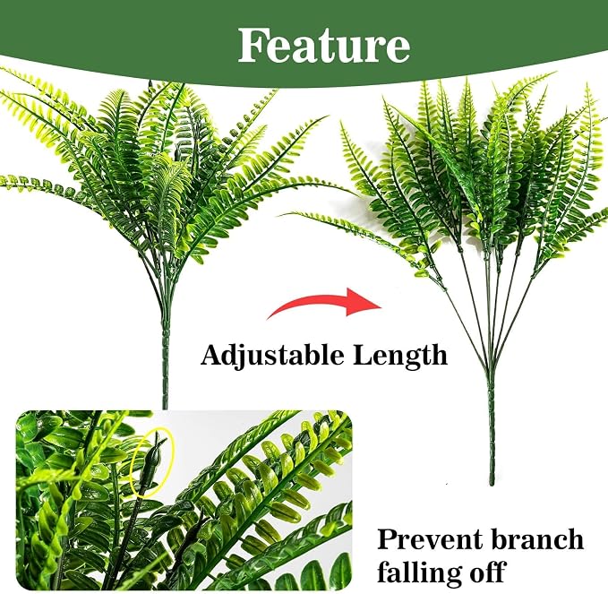 MAQIHAN 10PCS Fake Fern for Outdoor - Image 4