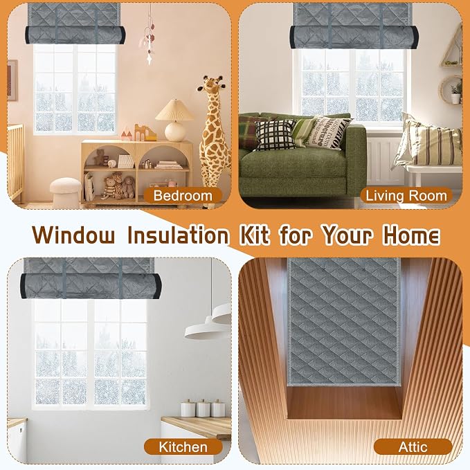 Window Insulation kit, 3-Layer Cotton Thermal Insulated Window Cover 47 Inch x - Image 6