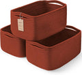 3 Pack Storage Baskets for Organizing, 13.7×9.5×6.3", Brick Red | Woven Baskets by MaxuniTechLife