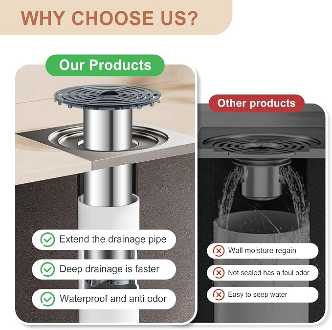 Stainless Steel Extended Anti Odor Floor Drain, Prevent Odor Dispersion in - Image 3