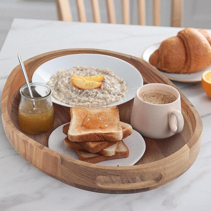Acacia Wood Serving Tray with Handles - Image 4