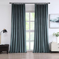 Vision Home Storm Blue Velvet Pinch Pleated Blackout Curtains 40Wx90L Inch | 2 by VisionHome