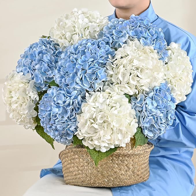 4Pcs 21in Hydrangea Artificial Flowers, Latex Real Touch Hydrangeas | Lifelike - Image 6
