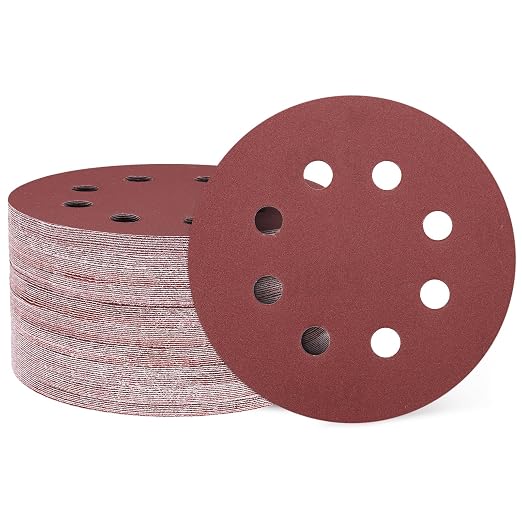 HARFINGTON 150 Pcs 5 Inch Sanding Discs 400 Grit Red Aluminum Oxide 8 Hole | by HARFINGTON