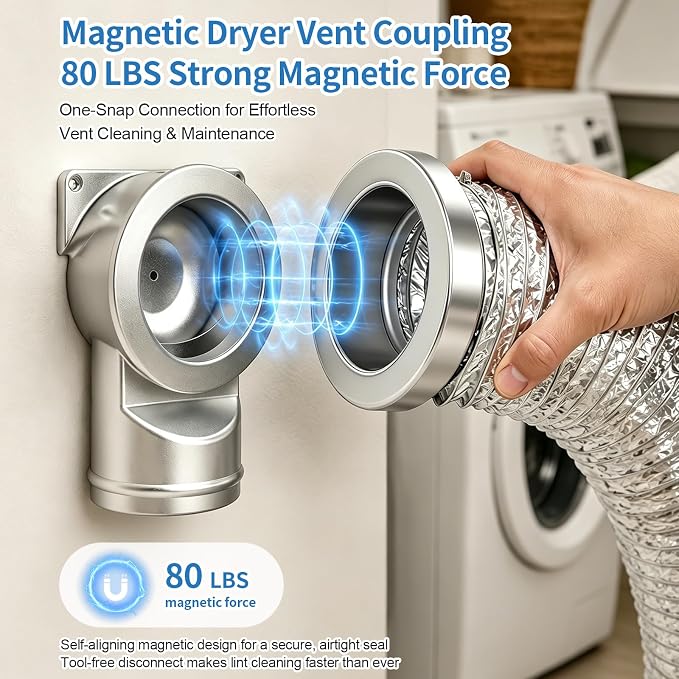 Magnetic Dryer Vent Connector Kit, Dryer Vent Coupling - Image 3