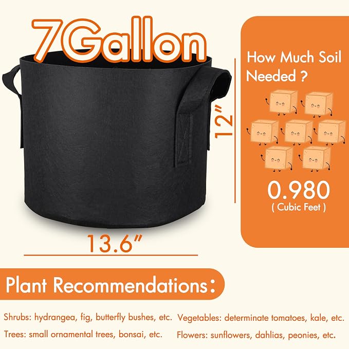 Gardzen 6-Pack 7 Gallon Grow Bags Fabric Pots - Image 7
