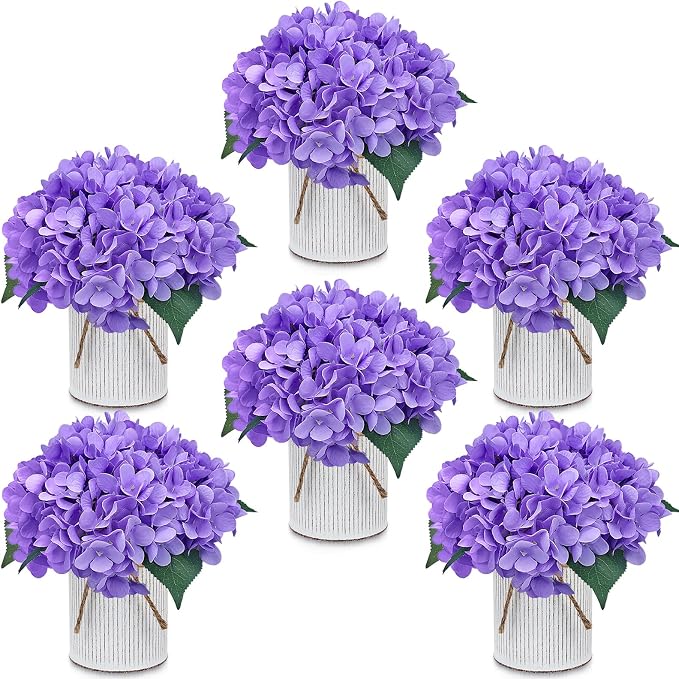 Purple Flower Table Centerpieces, Hydrangeas | Floral Arrangement Artificial by DIYDOFUN