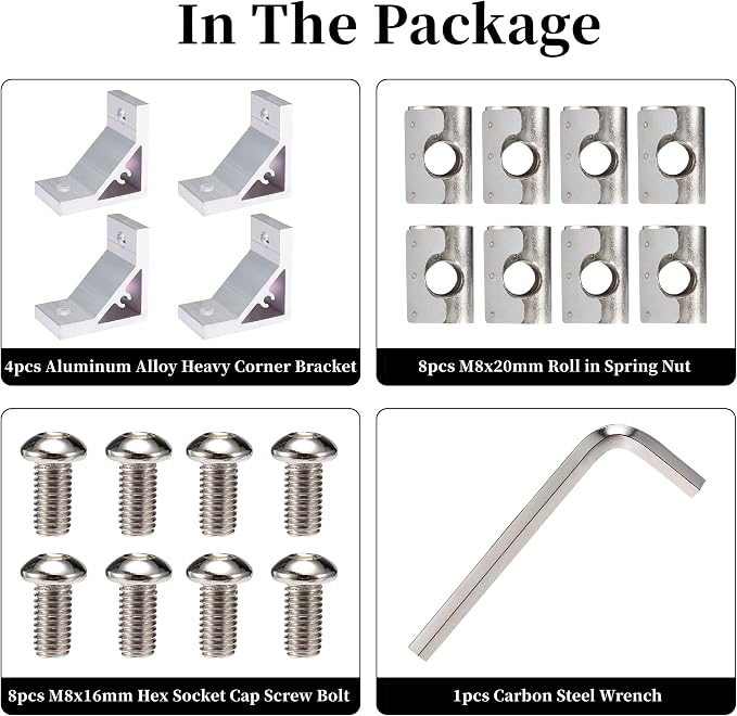 BELLA BAYS 4Sets 4040 Aluminum Extrusion Connector Heavy Corner Bracket Strong - Image 3