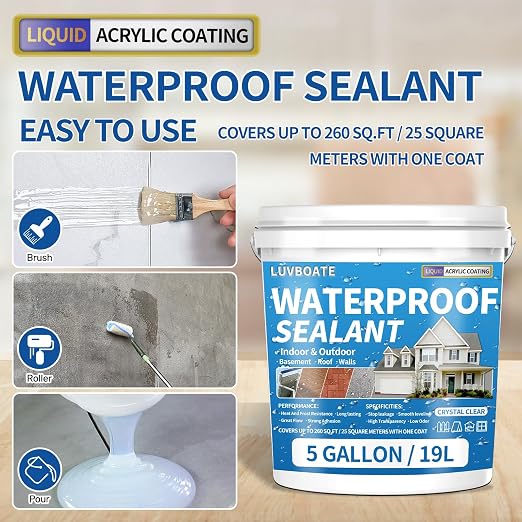 Liquid Waterproof Sealant 5 Gallon Clear, Transparent Waterproof Coating | - Image 5