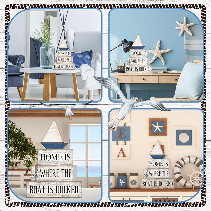 Conelist 4 Pcs Farmhouse Table Decoration Home Sweet Decor, Home Boat | This is - Image 5