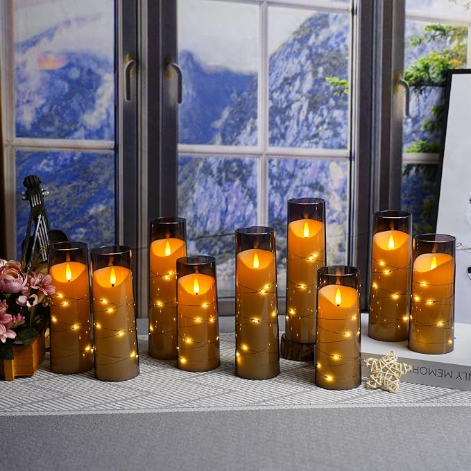Eebuss Flameless Candles with Embedded Star String, Battery Operated LED Pillar - Image 3