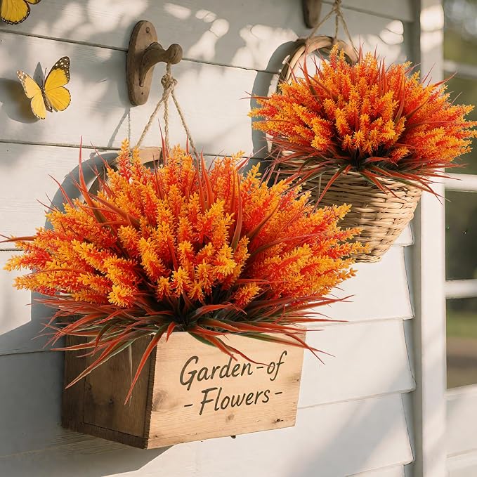 Geegoods 48 Bundles Artificial Fall Lavender Flowers Outdoor, Autumn-Orange | - Image 2