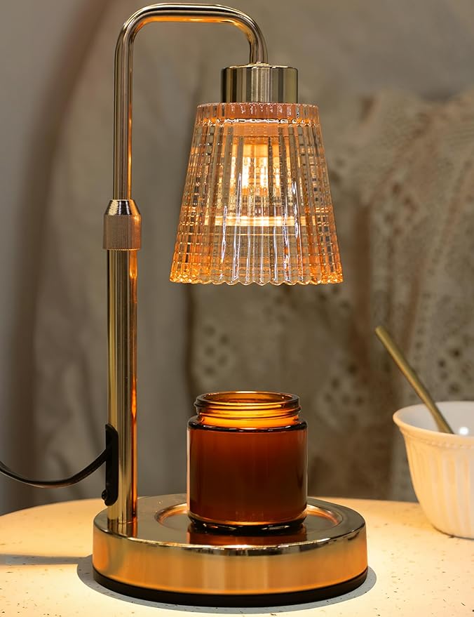 Gold Candle Warmer Lamp with 24h Cycle Timer, Dimmable Wax Melt Warmer | Gold by GODONLIF