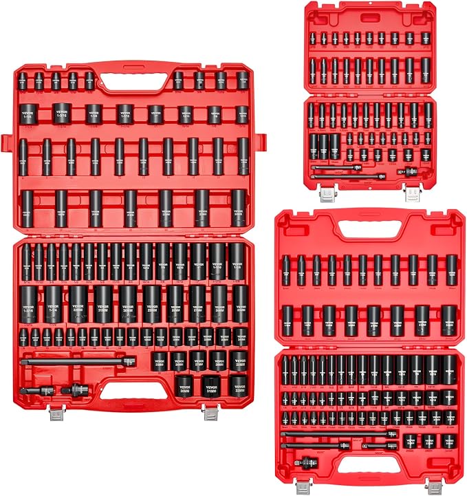 VEVOR 1/4 & 3/8 & 1/2 Inch Drive Impact Socket Set, 210-Piece Metric and - Image 9