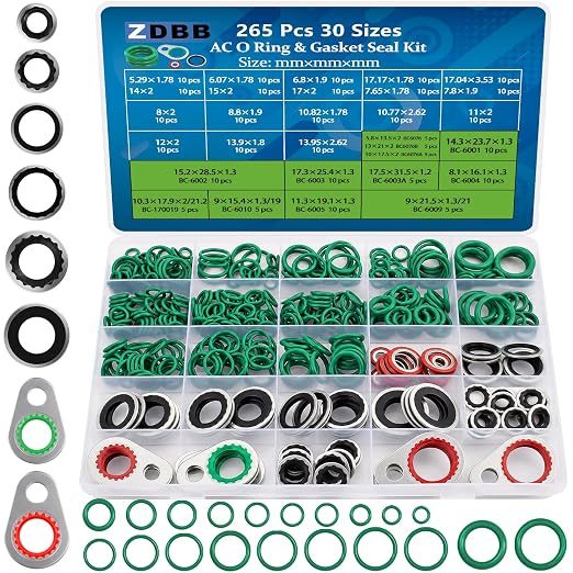 ZDBB 265 Pcs 30 Sizes AC O Ring & Gasket Seal Kit, Reliable R134a Seals | by ZDBB