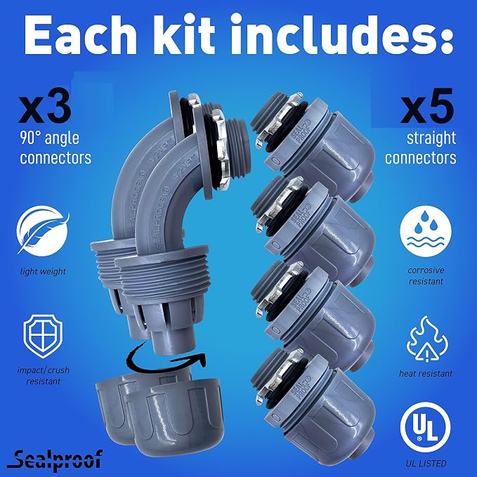 3/4-Inch Non-metallic Liquid-Tight Conduit and Connector Kit, 50 Foot Made in - Image 3