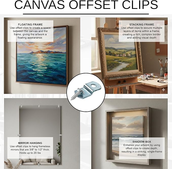 Canvas Clips 8-Pk: or Choose Your Length; Mirror Picture Frame or Artwork - Image 3