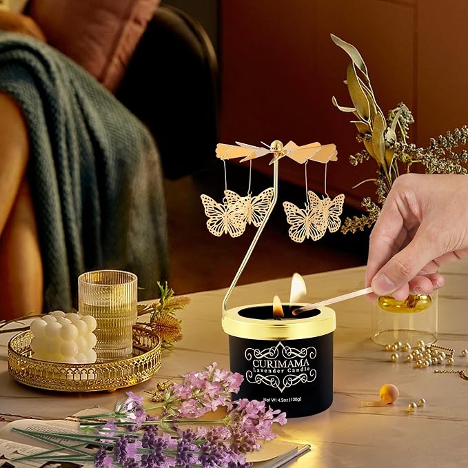 Curimama Lavender Rotating Butterfly Scented Candle Gift - Image 2