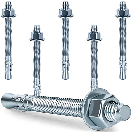 1/2 x 5-1/2 inch Wedge Anchors, Galvanized Concrete Anchors, Concrete Wall by Unknown
