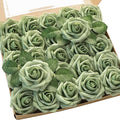 Artificial Flowers 50pcs Real Looking Elf Green Foam Fake Roses by Floroom