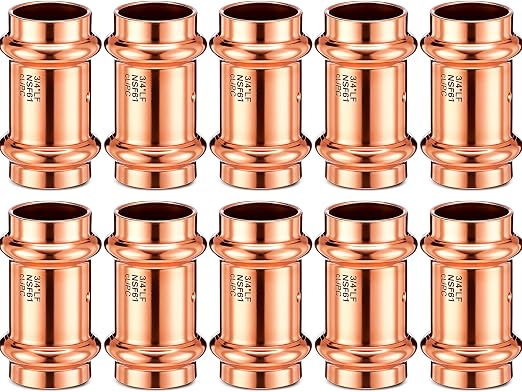 Therwen 10 Pcs Copper Pipe Press Fittings, 3/4 Inch Coupling by Therwen
