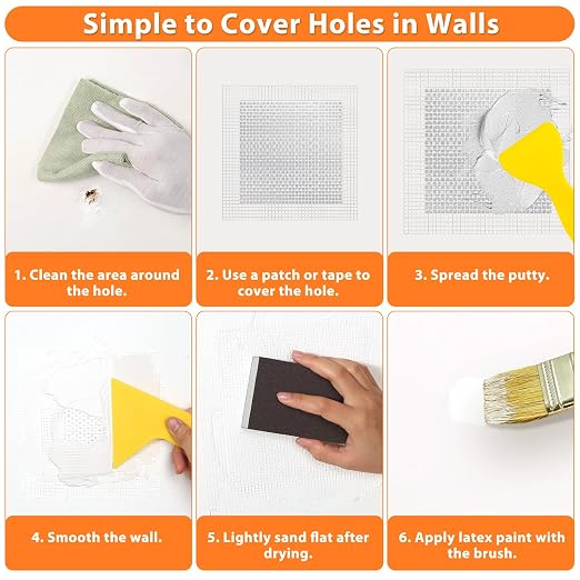 Dry Wall Patch Repair Kit, 22OZ Spackle Wall Repair Paste White Putty - Image 6