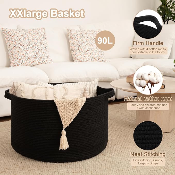 OIAHOMY 90L XXXLarge Blanket Basket - Image 4