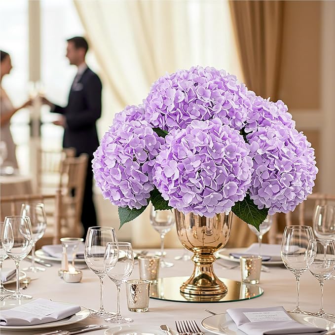 Auihiay 204Pcs Purple Hydrangea Artificial Flowers Bulk | Silk Artificial - Image 4