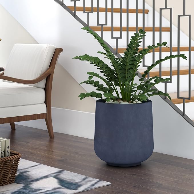 Kante Large Round Curved Charcoal Concrete Planter 16.5" Dia - Image 8
