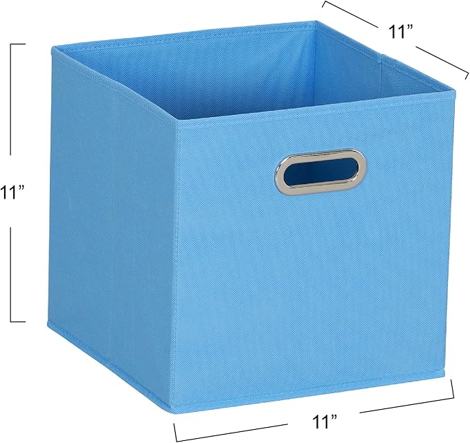 Household Essentials 6 ct Open Fabric Cube Storage Bins, Carolina Blue - Image 2