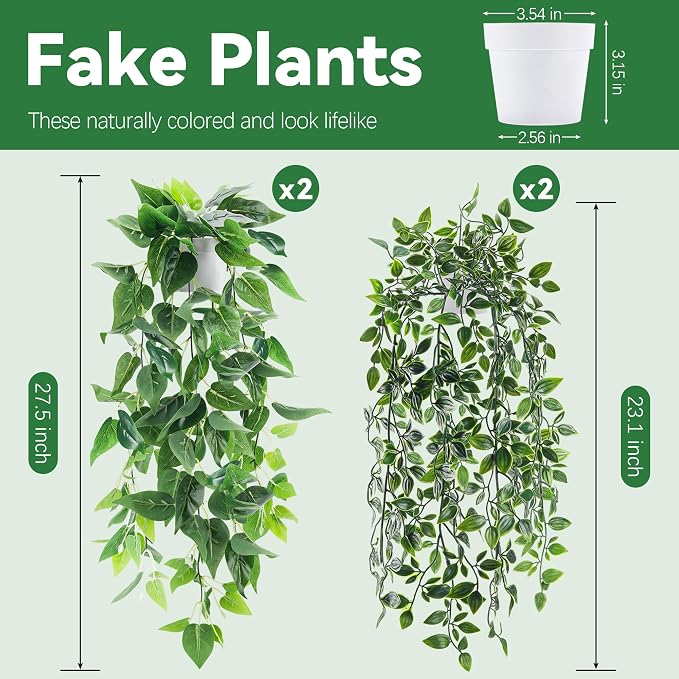 Der Rose 4Pcs Artificial Hanging Plants Fake Vines - Image 3