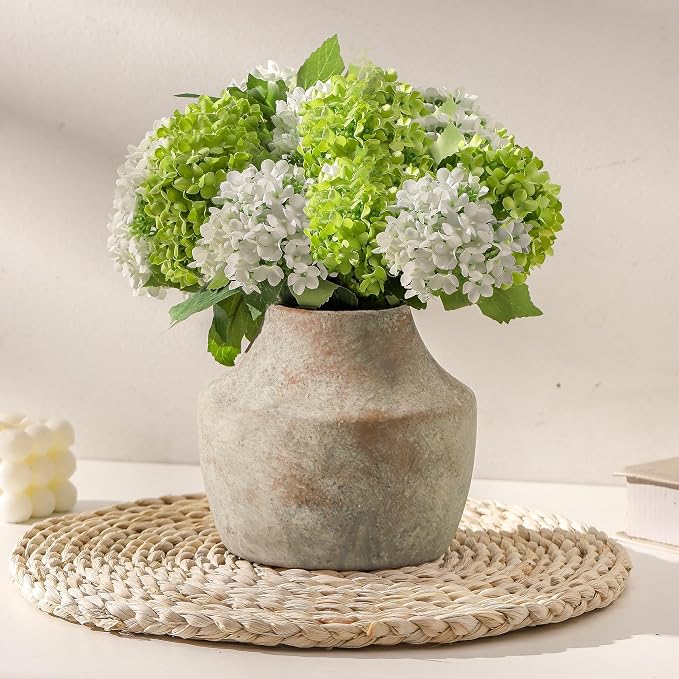 Mitt&Ditt Ceramic Flower Vase, 5.3 inch Pottery Farmhouse Rustic Vase, by MittDitt