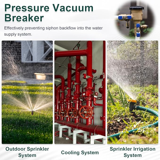 1/2" Brass Pressure Vacuum Breaker, Max 400PSI Sprinkler Backflow Preventer - Image 5