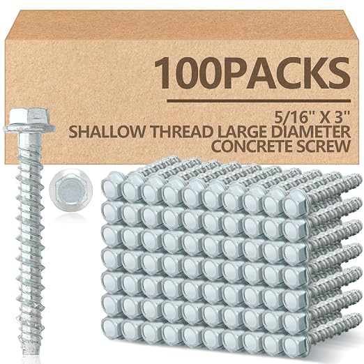 Tandefio 100 Pack 5/16 x 3 Concrete Anchors and Screw Kits Galvanized | Large by Tandefio