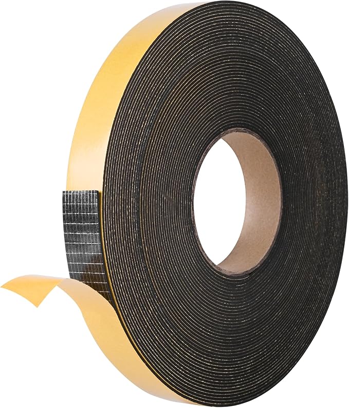 Self Adhesive Foam Tape Weatherstrip 1in x 1/16in x 66Ft High Density Foam by Kikerike