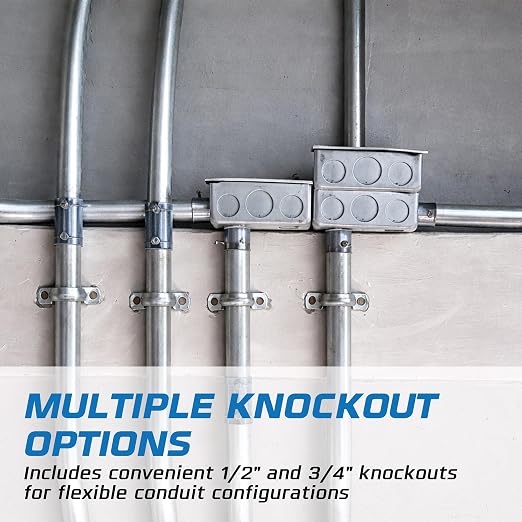 4 Pack - 4x2” Rectangle Steel Outlet Box Extension Ring| 1-7/8" Deep Box - Image 5