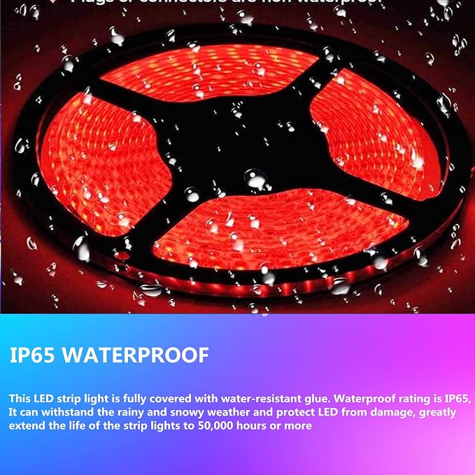 LED Boat Strip Lights, 32.8FT Red Marine Pontoon Led Lights, Waterproof | Boat - Image 6