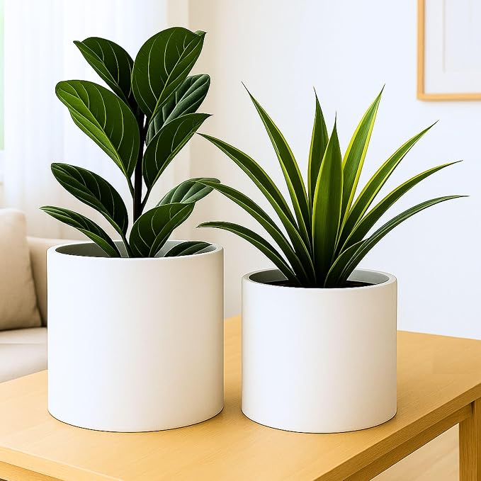 Fox & Fern Large Planter for Indoor or Outdoor, Matte White, 12 & 14.6 Inch | - Image 2