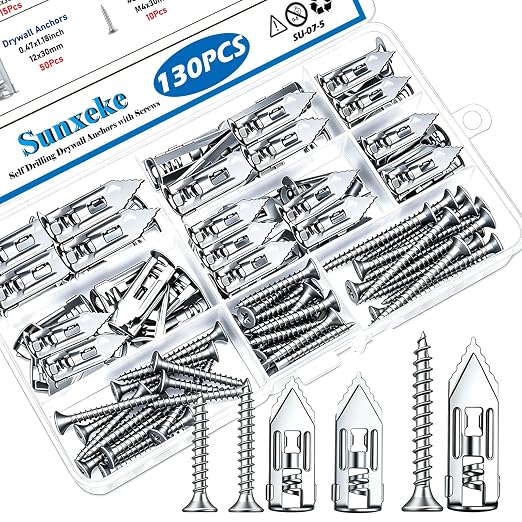 130 PCS Self Drilling Drywall Anchors by Brandquality-Trustworthy